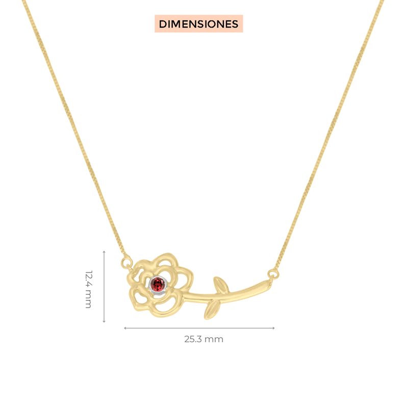 Dije con cadena Rosa con Rubí Klamore