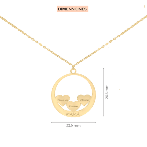 Dije con cadena Nombres Corazones Klamore