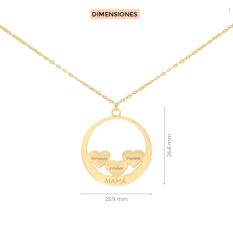 Dije con cadena Nombres Corazones Klamore