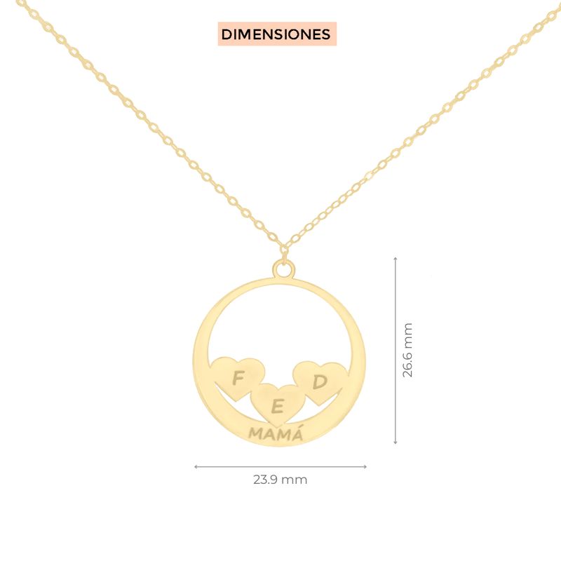 Dije con cadena Iniciales Corazones Klamore