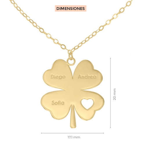 Dije con cadena Trebol de la Suerte personalizado Klamore