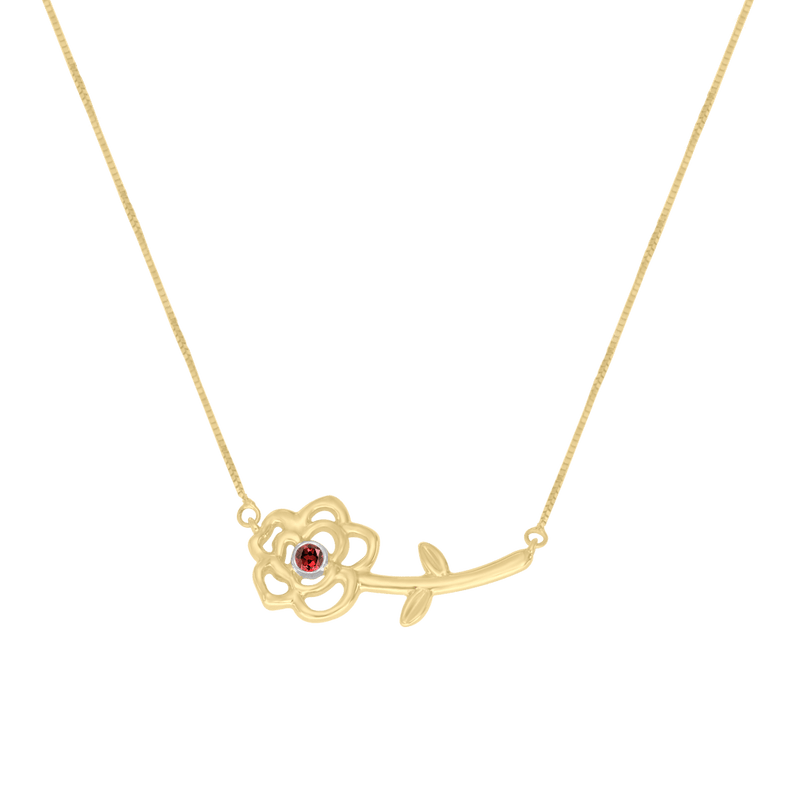 Pendant with chain Pink with Ruby
