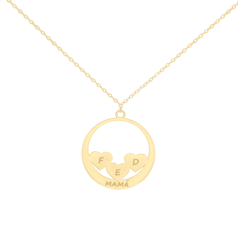 Pendant with chain Initials Hearts