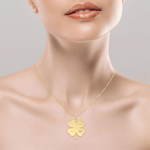 Personalized Lucky Clover pendant with chain